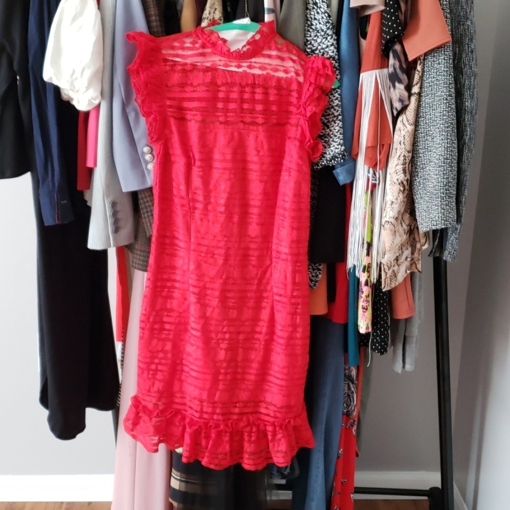 Pretty Little Thing Red Lace Dress